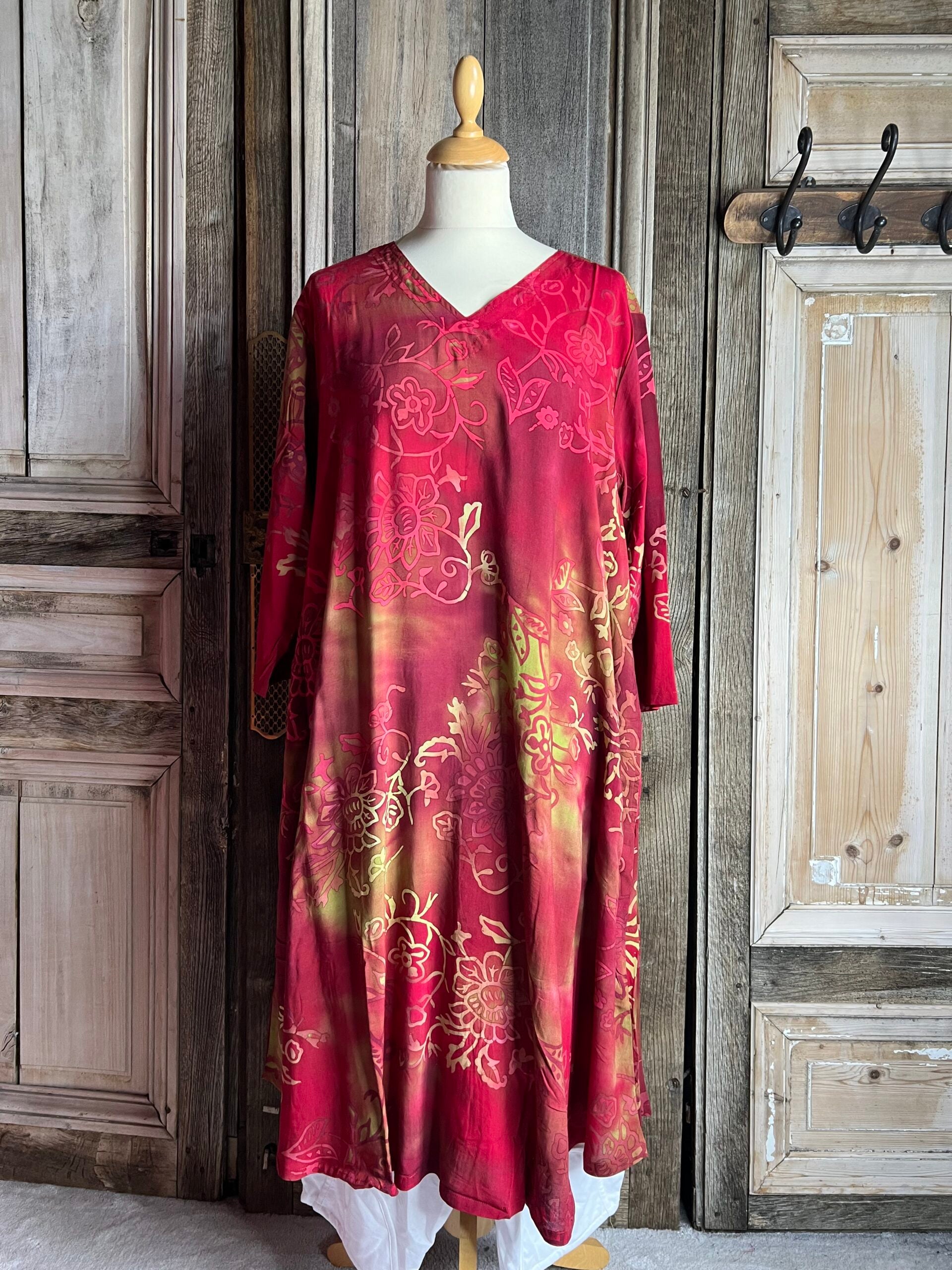 Angel Circle -  Jurk vicose - rood * Rood bloem