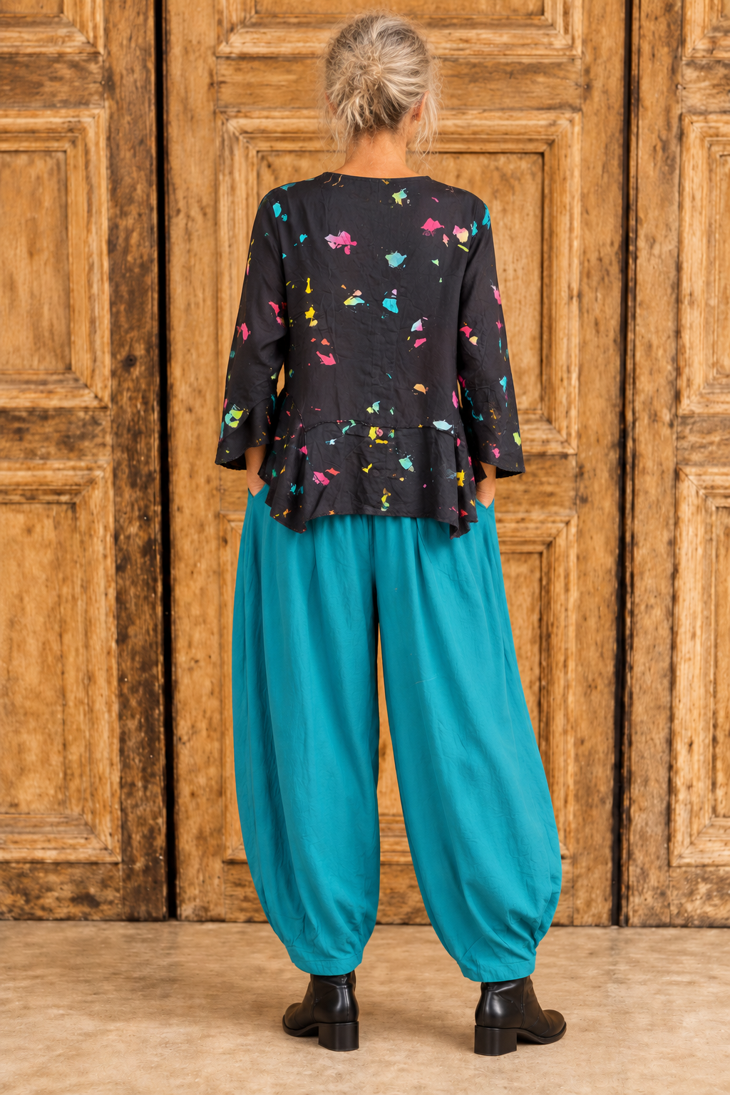 Normal Crazy - blouse palm 5 button - Donkerblauw