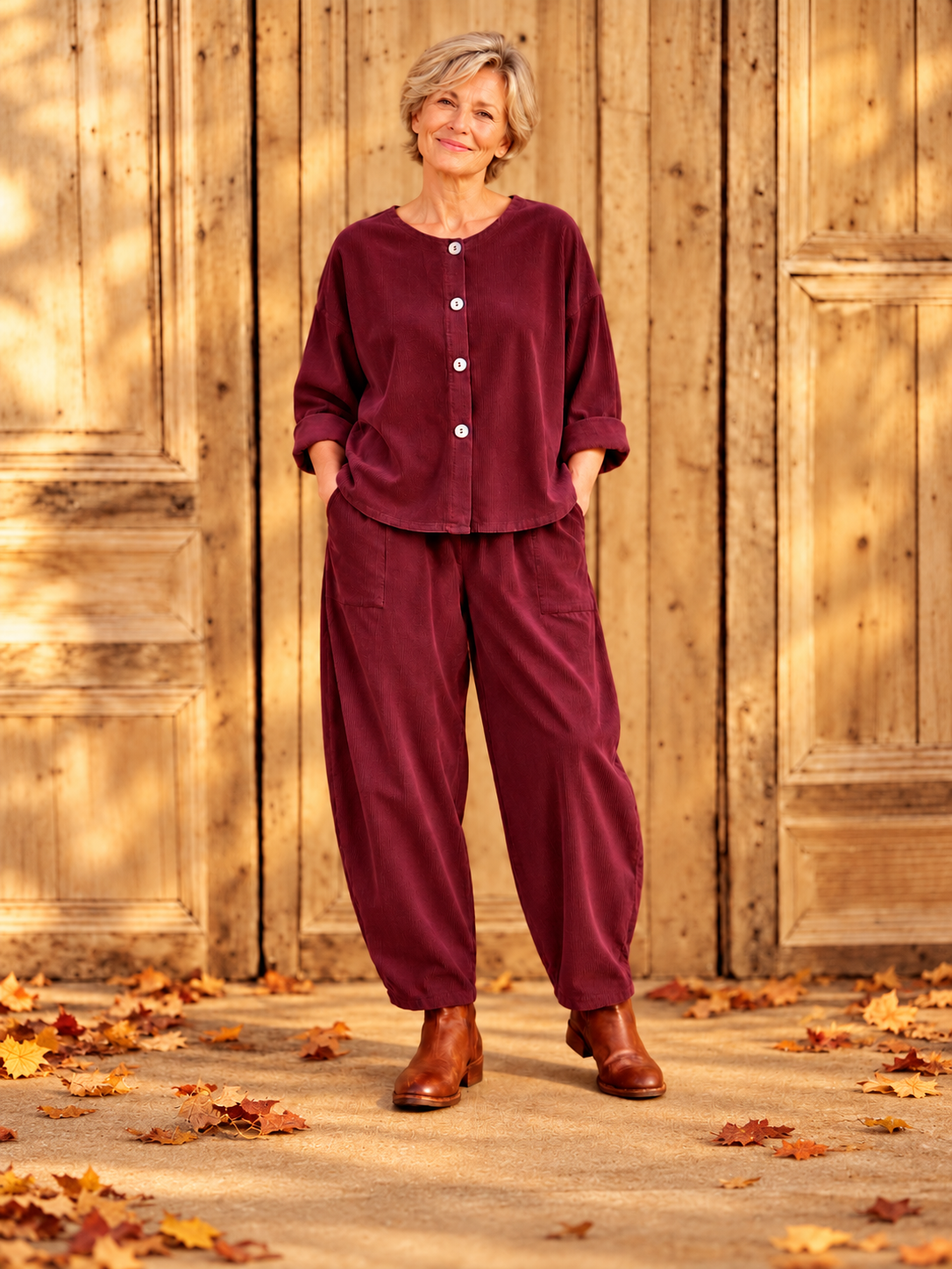BB Style - Ribblouse met knopen - Bordeaux