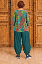 Normal Crazy -  Blouse New Moza lange mouw - GroenBlauw