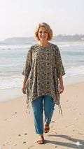 Luna Serena - 06 Tuniek Ebony print bloem - Grijs/Oker/Blauw