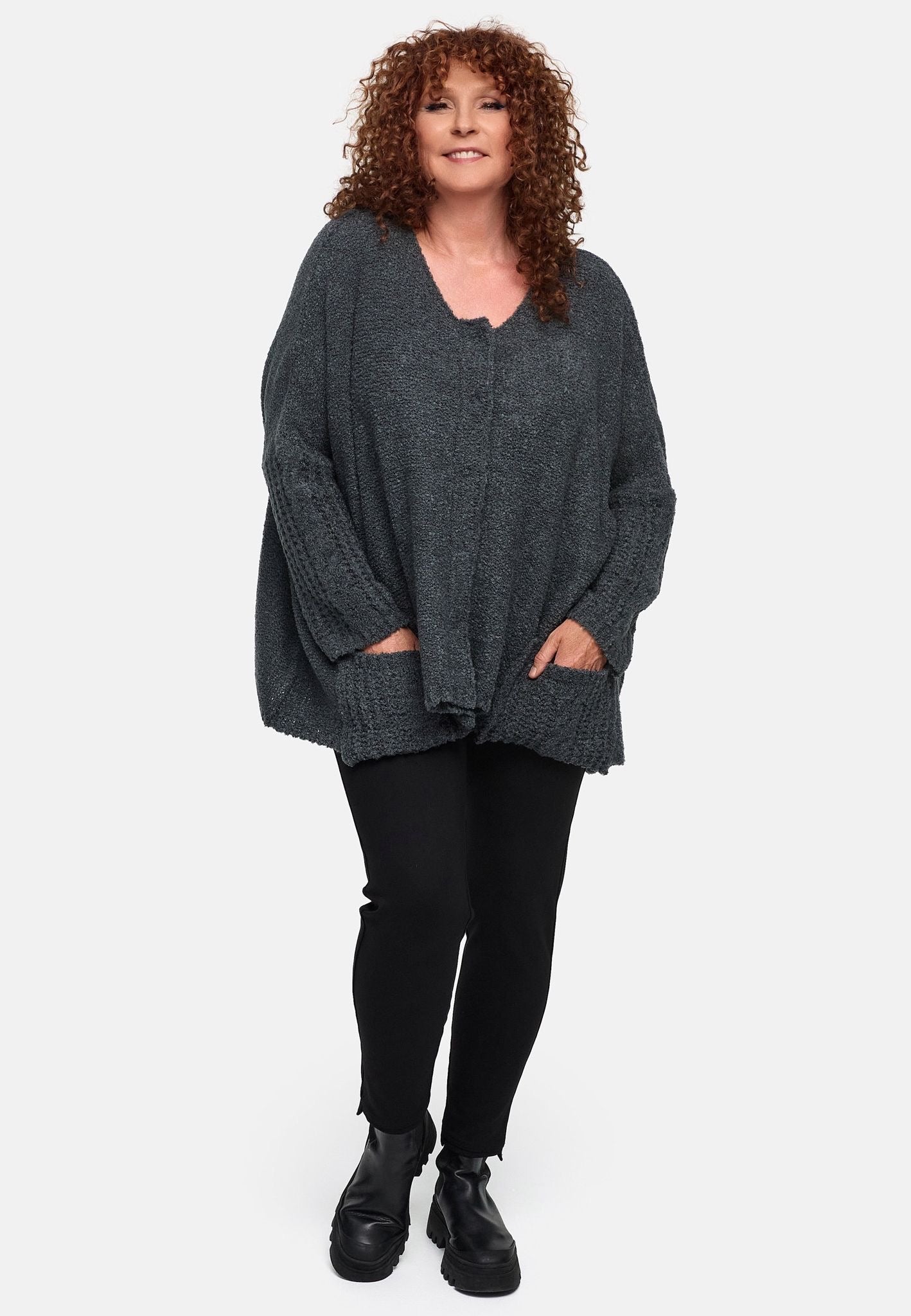 Amandine - Vest wijd kort - Antraciet