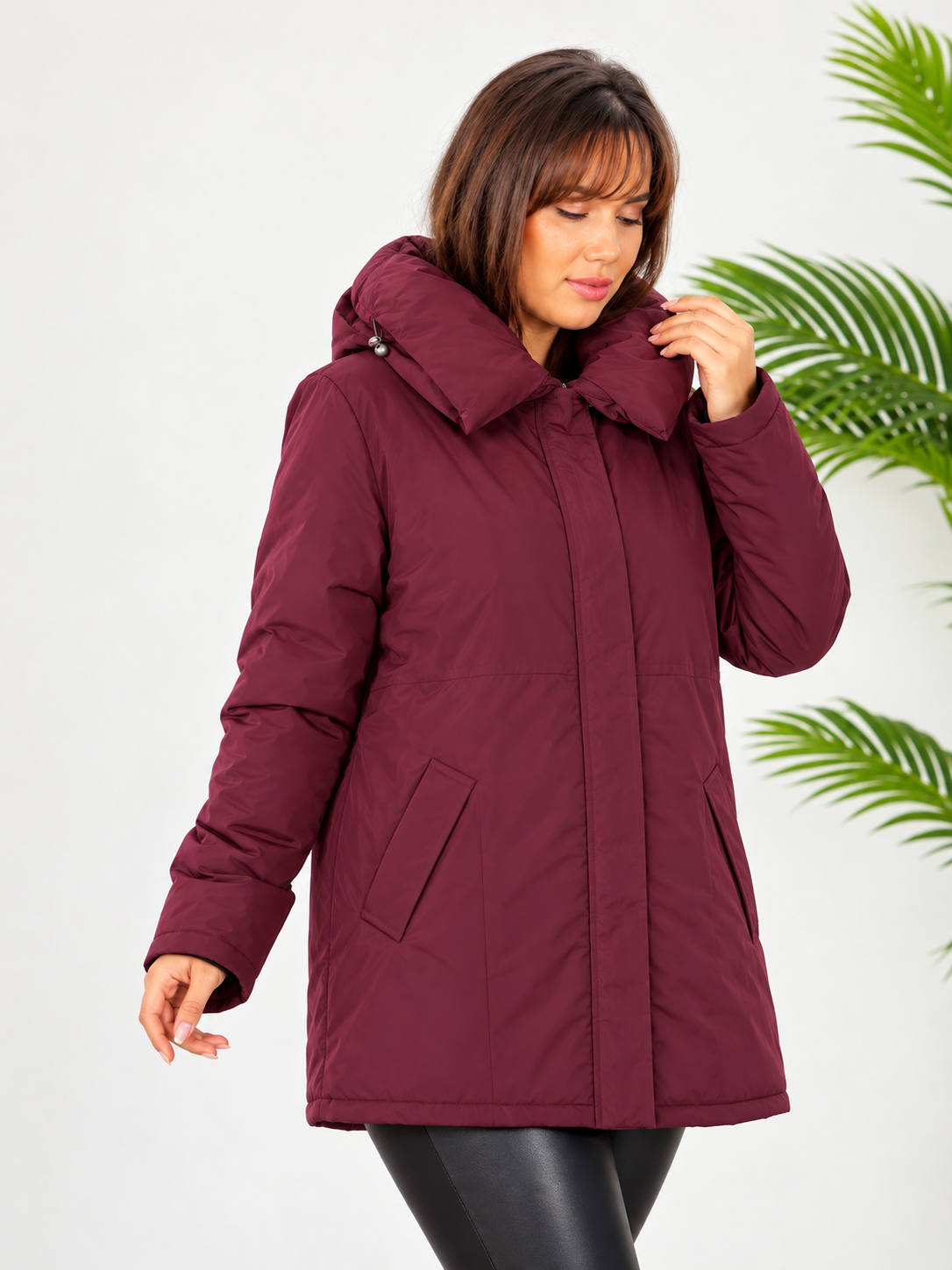 Sinne - Winterjas kort -donkerrood met rits