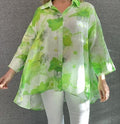Grizas - Linnen Blouse - Lime Print bloem