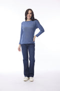 Orientique - Trui gebreid boothals - Denim Melange - 1324
