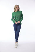Orientique - Trui gebreid boothals - Green - 1324