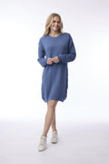 Orientique - Jurk gebreid Waffle - Denim Melange - 1335