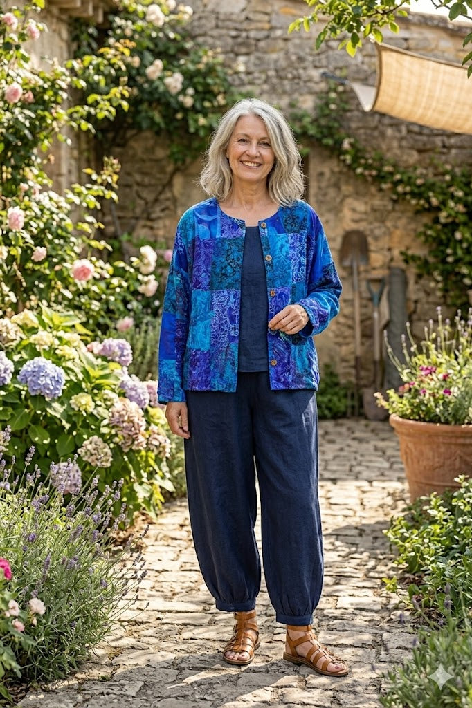 Normal Crazy - Kort jasje Patchwork - Blue