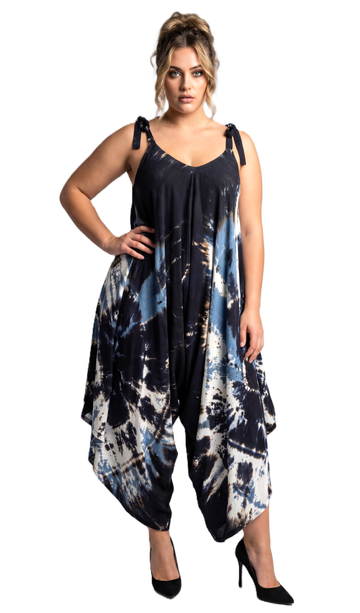 Luna Serena - Jumpsuit Katoo  - Batikviscose - Zwart/wit/blauw