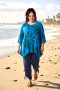 Luna Serena - Tuniek Loes - print Bloem - 08 blauw/groen