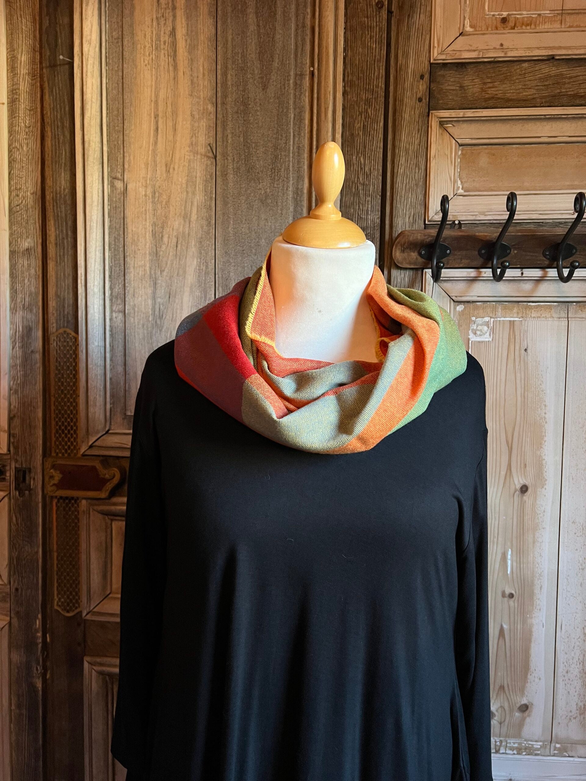 McNutt of Donegal - Sjaal Marino cashmere - groen /oranje #