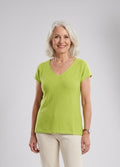 Orientique - Basic Katoen truitje V hals - Lime groen