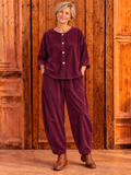 BB Style - Ribblouse met knopen - Bordeaux