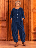 BB Style - Ribblouse met knopen - Blauw
