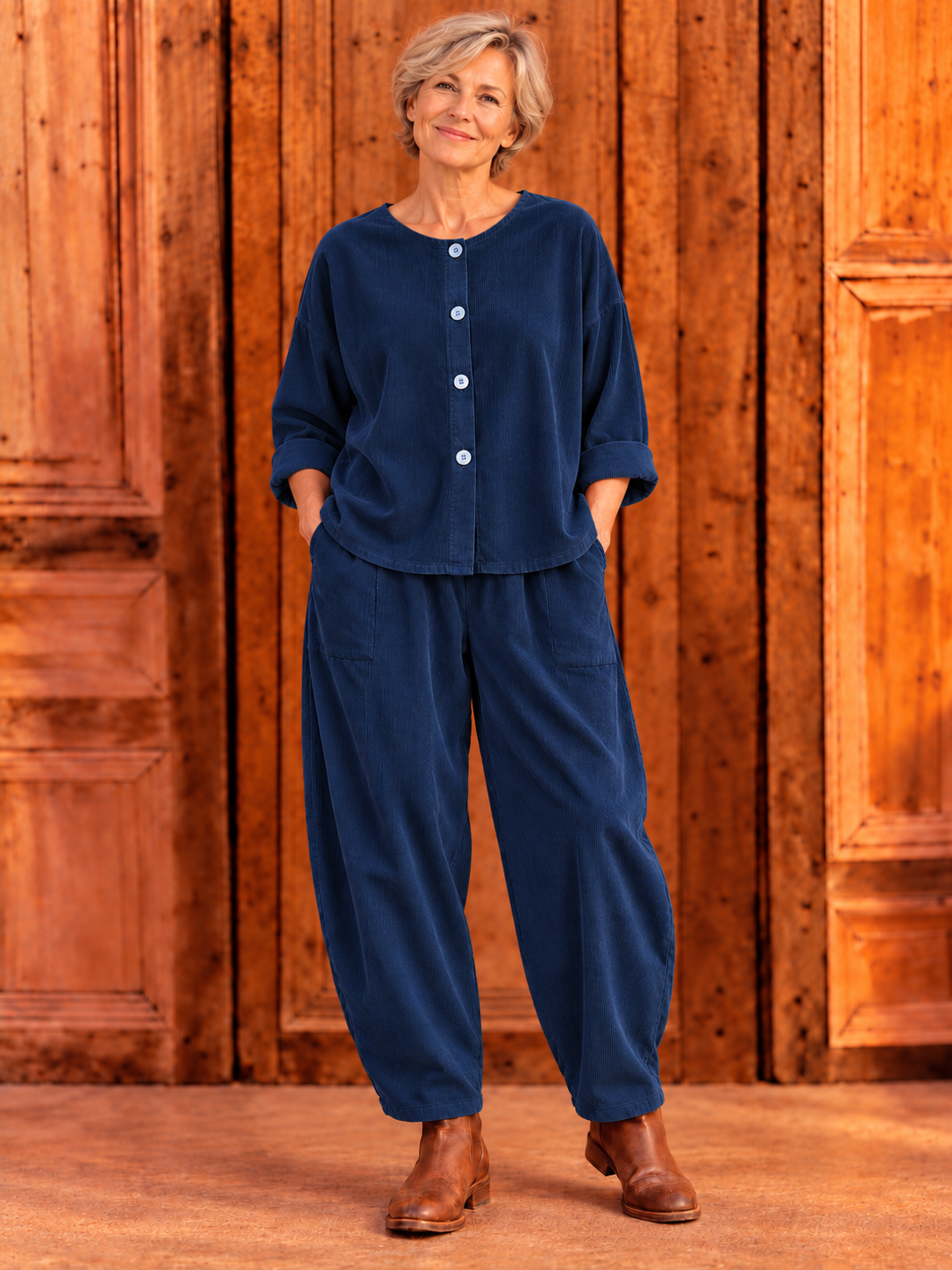 BB Style - Ribblouse met knopen - Blauw