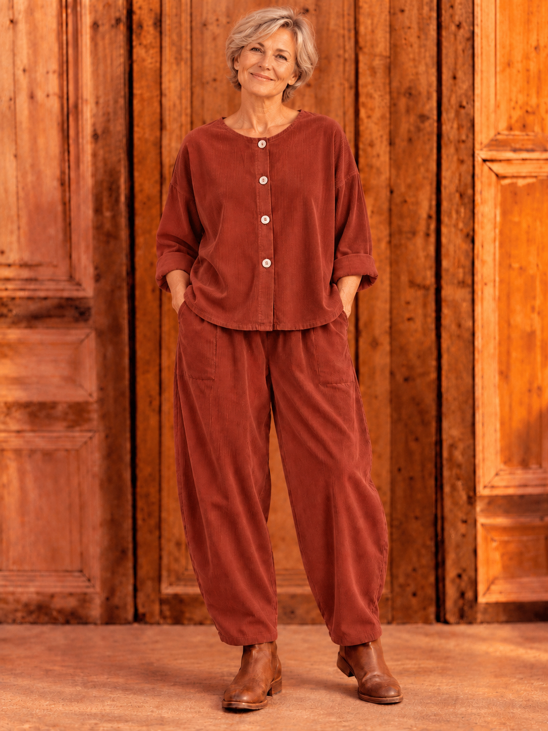 BB Style - Ribblouse met knopen - Oranje