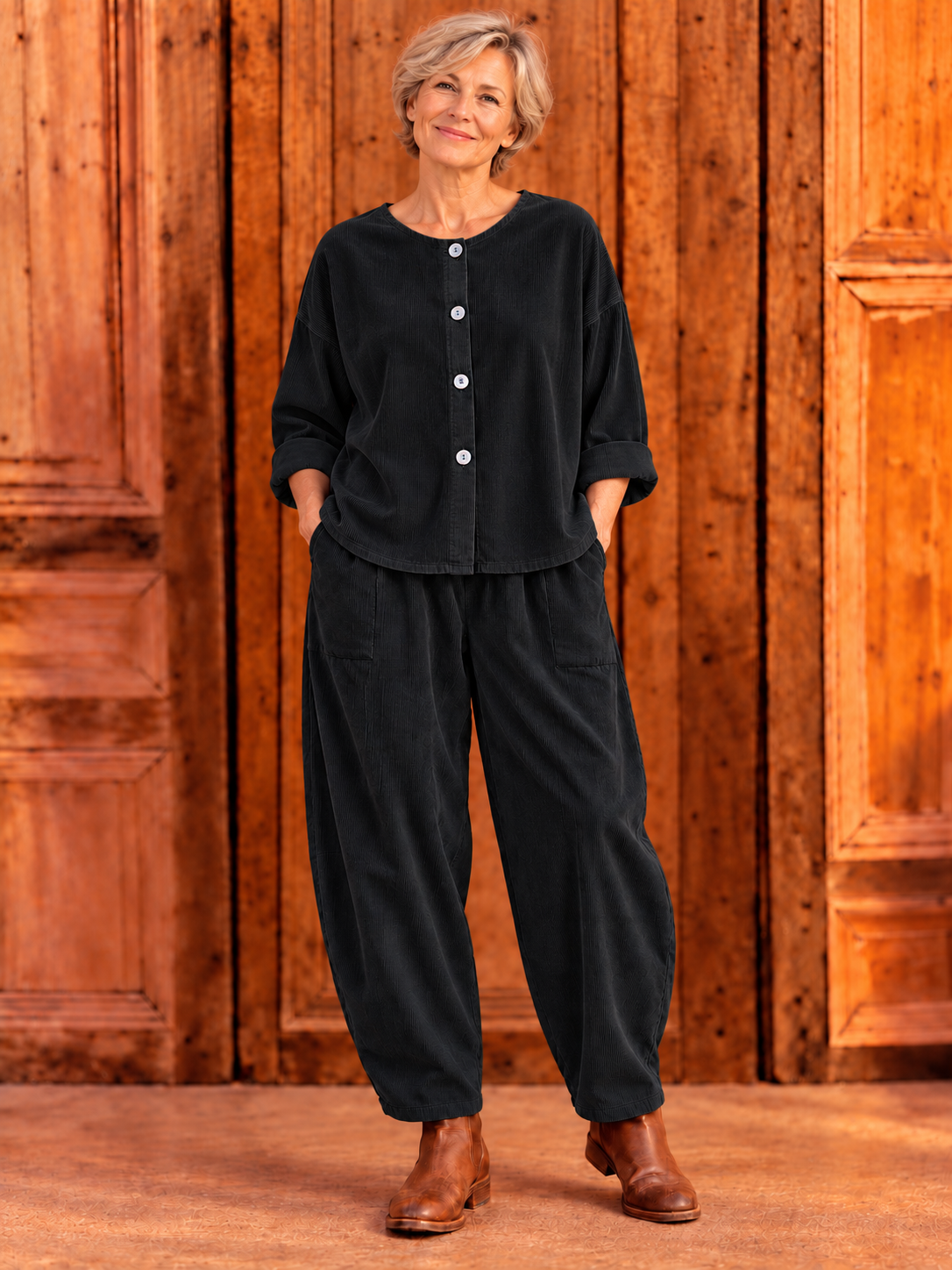BB Style - Ribblouse met knopen - Zwart