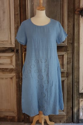 BlueBerry Italia - linnen jurk grijsblauw maat M