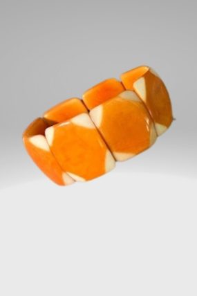 Kazuri - Tagua armband motief oranje