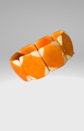 Kazuri – Tagua armband motief oranje