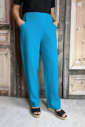 Geesje Sturre - Linnen wijde broek 624458 - Turkoois 663