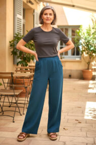 Geesje Sturre - Wijde broek Linnen #624458 - Petrol 659