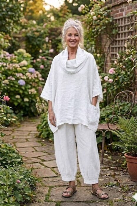 BB Style – Oversized Linnen blouse met opvallende col – Wit