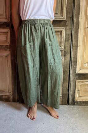 BB Style - Linnen broek recht - Olijfgroen