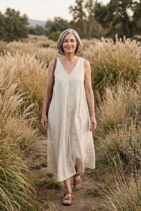 BB Style - Linnen jurk long zonder mouwen - Linen