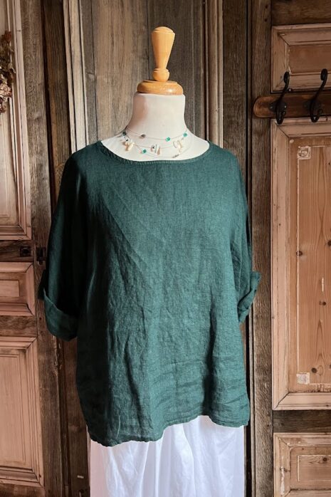 BB Style – Linnen top ronde hals – uni donkergroen