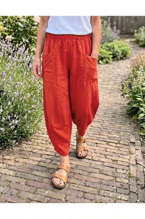 BB Style – Linnen broek PuroLino – Rood