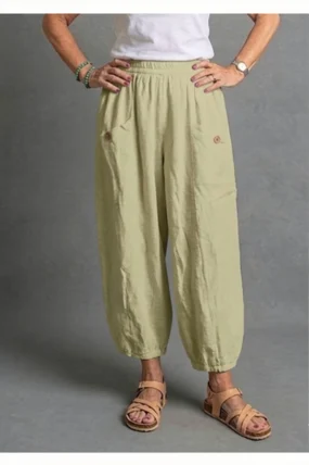 BB Style - Linnen broek zakken met knoop - Zand