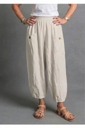 BB Style - Linnen broek zakken met knoop - Linen