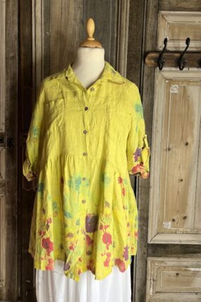 BB Style - Italiaanse pastelkleurige bloemen blouse - Geel