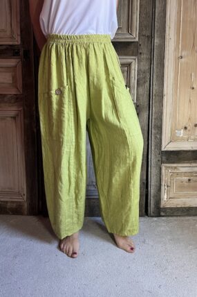 BB Style - Linnen broek zak met knoop - Lime