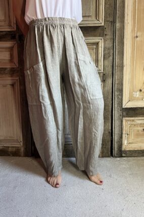 BB Style - Linnen broek zak met knoop - Olijf