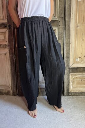BB Style - Linnen broek zak met knoop - Zwart