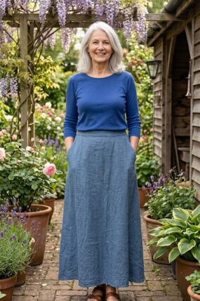 BB Style - Linnen rok - Denimblue