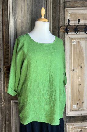 BB Style - Linnen top ronde hals - uni Groen