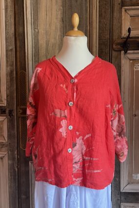 BB Style - Linnen blouse bloem - Rood
