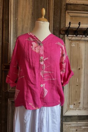 BB Style - Linnen blouse bloem - Magenta