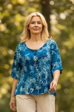 Normal Crazy - Blouse Botton Batik - korte mouw