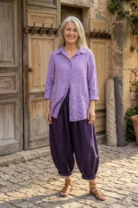 BB style Linnen blouse basic lila