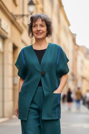 Geesje Sturre - Linnen Gilet - Petrol 659