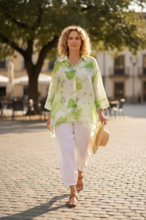 Grizas - Linnen Blouse - Lime Print