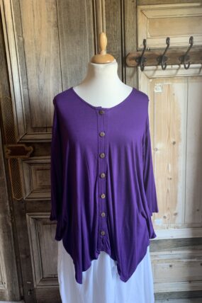 Blouse wizard rayon 3/4 mouw +10 paars