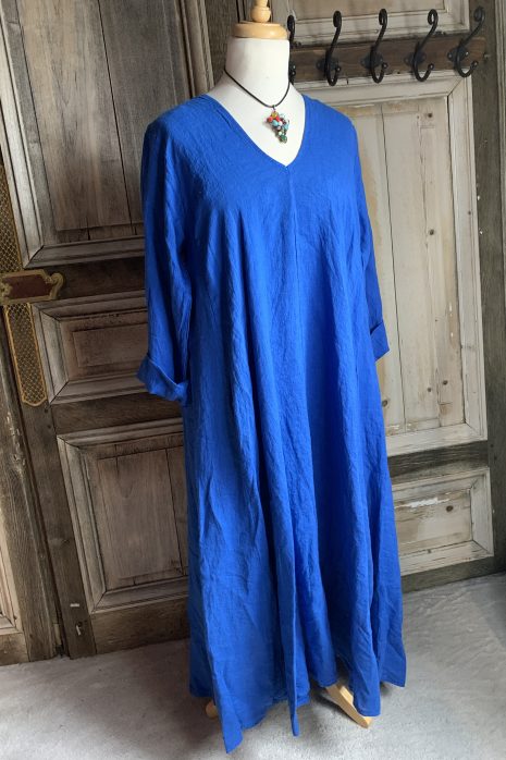 BB Style – Linnen jurk lang – Aquablauw