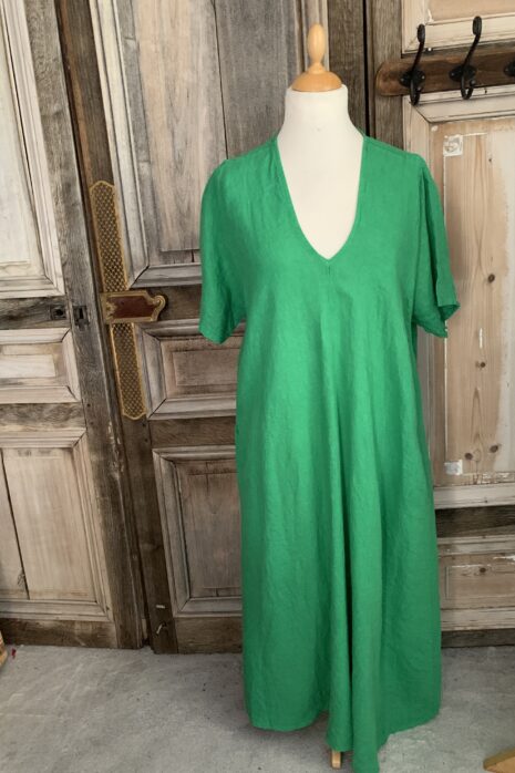 BB Style – Linnen jurk korte mouw L en XL groen