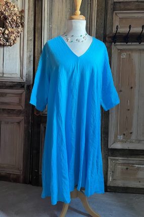 BB Style - Linnen jurk midi - Helder blauw