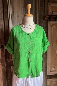 BB Style - Kort Blouse linnen - Appeltjes groen